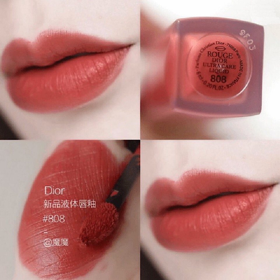 Son Kem Dior Rouge Ultra Care Liquid Màu 808 Caress Đỏ Hồng Đất